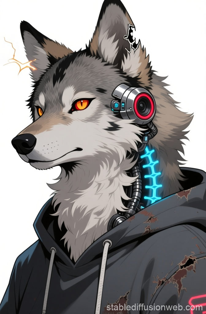 Fluffy Cybernetic Coyote Portrait