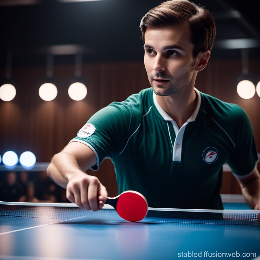 Focused Table Tennis Player in Action