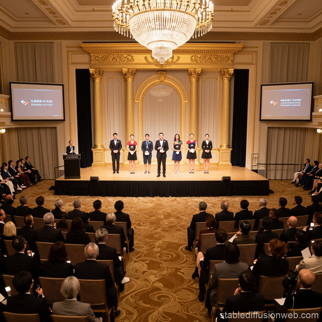 Formal Athlete Awards Ceremony in Elegant Ballroom