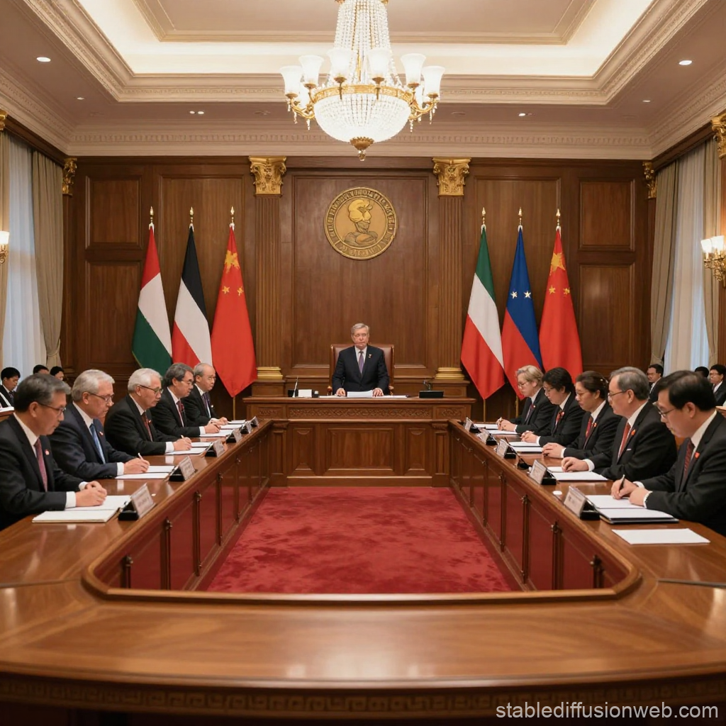 Formal International Meeting in Elegant Congress Hall
