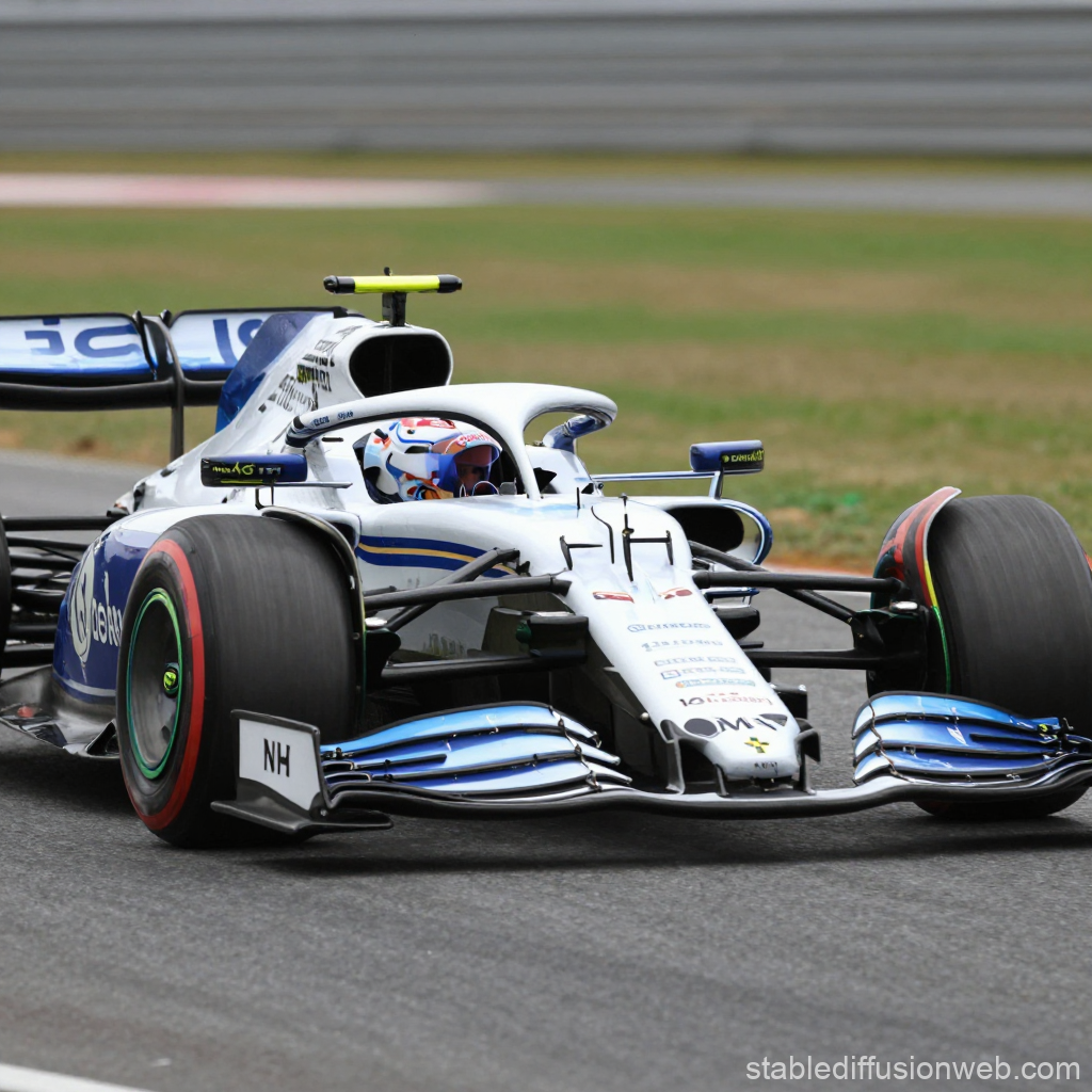 Formula 1 Racing Car on Track in Action