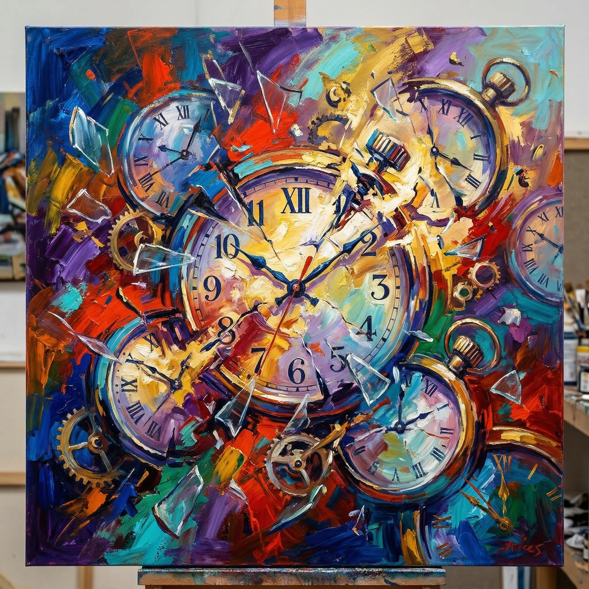 Fragmented Time Explosion with Vibrant Clocks