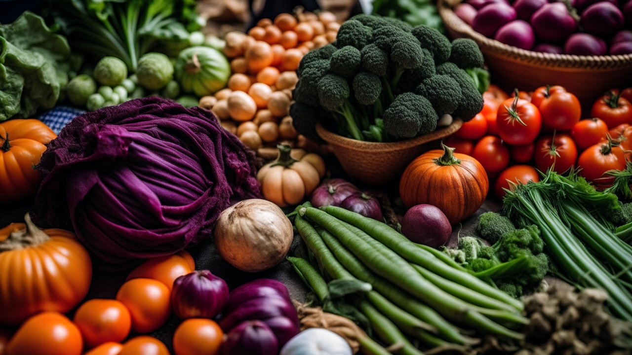 Fresh Assortment of Colorful Vegetables at a Farmers Market