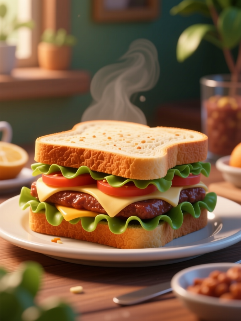 Fresh Hot Sandwich with Lettuce and Tomato