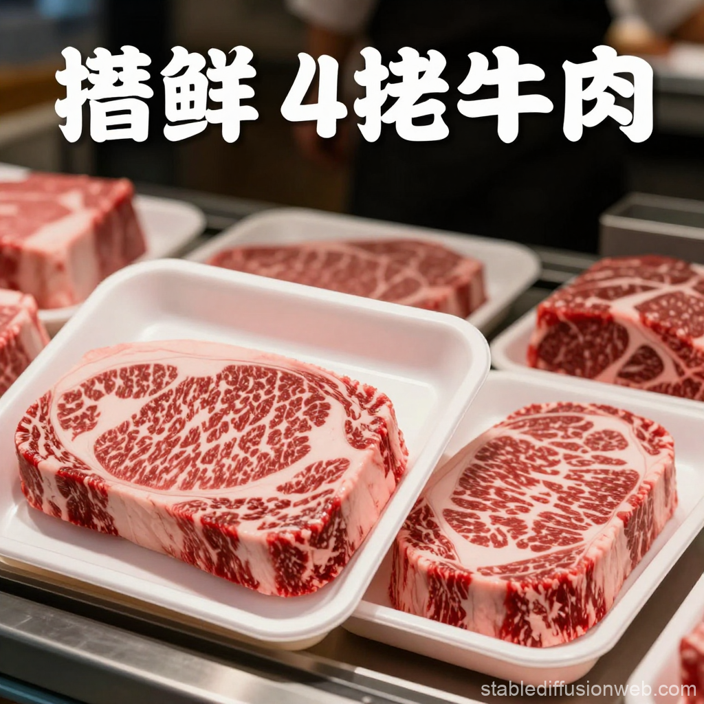 Fresh Marbled Beef Steaks in Packaging