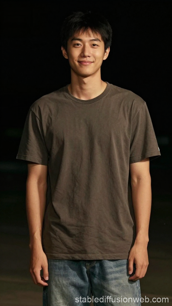 Friendly Young Asian Man Smiling in Casual Outfit