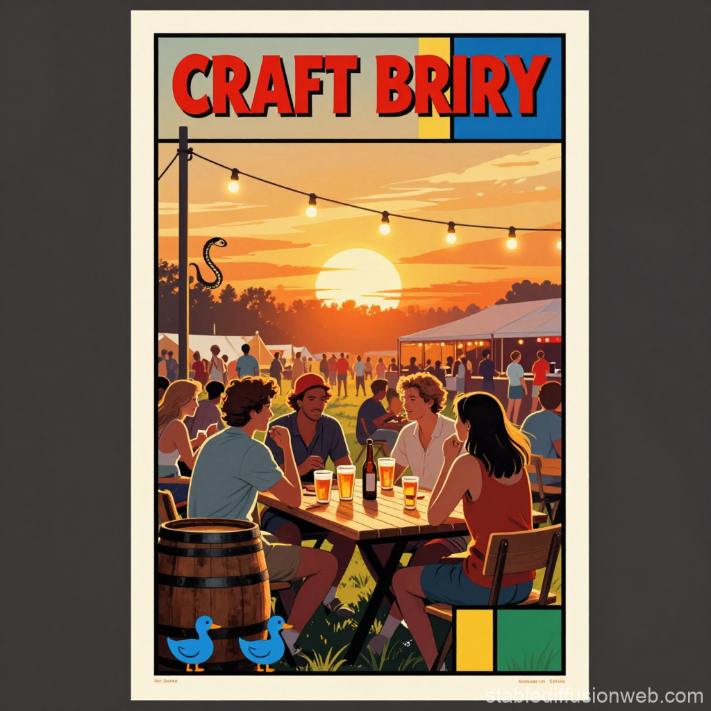 Friends Enjoying Craft Beer at Sunset Festival