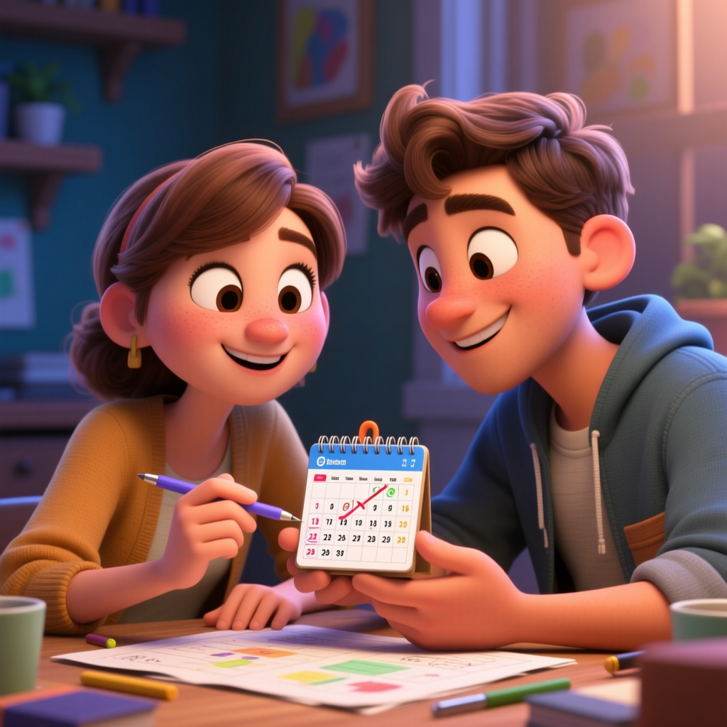 Friends Planning a Meet-Up with a Calendar