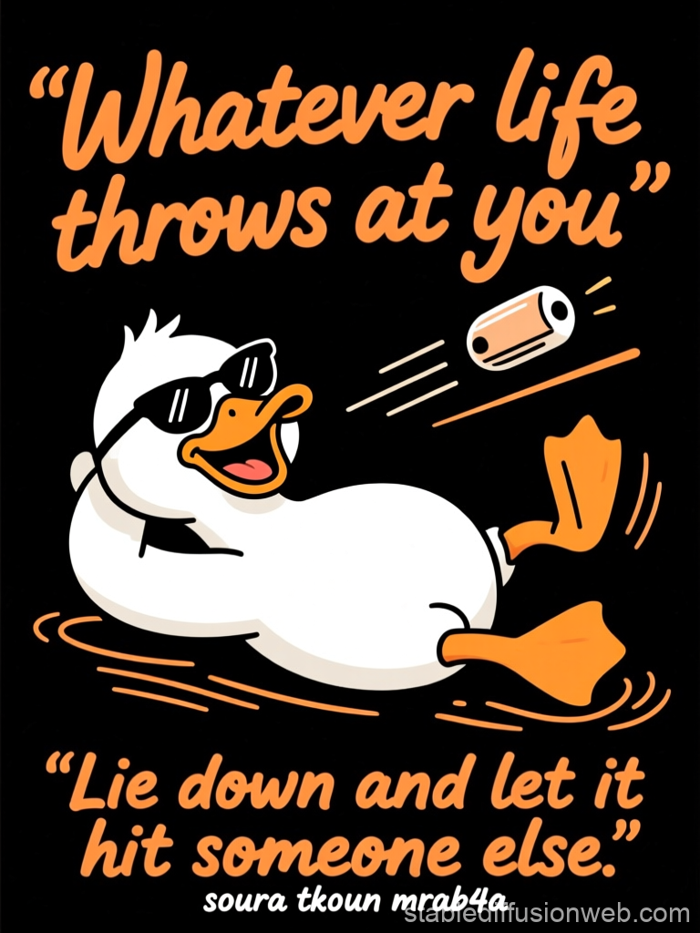 Funny Duck with Sunglasses and Humorous Quote