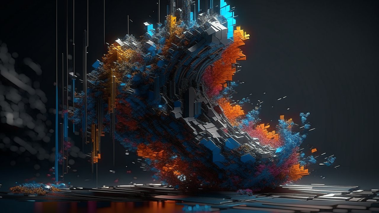 Futuristic Abstract Digital Sculpture with Vibrant Colors