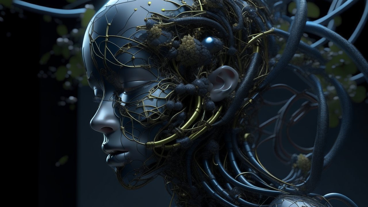 Futuristic AI Black Genetic Modification Portrait