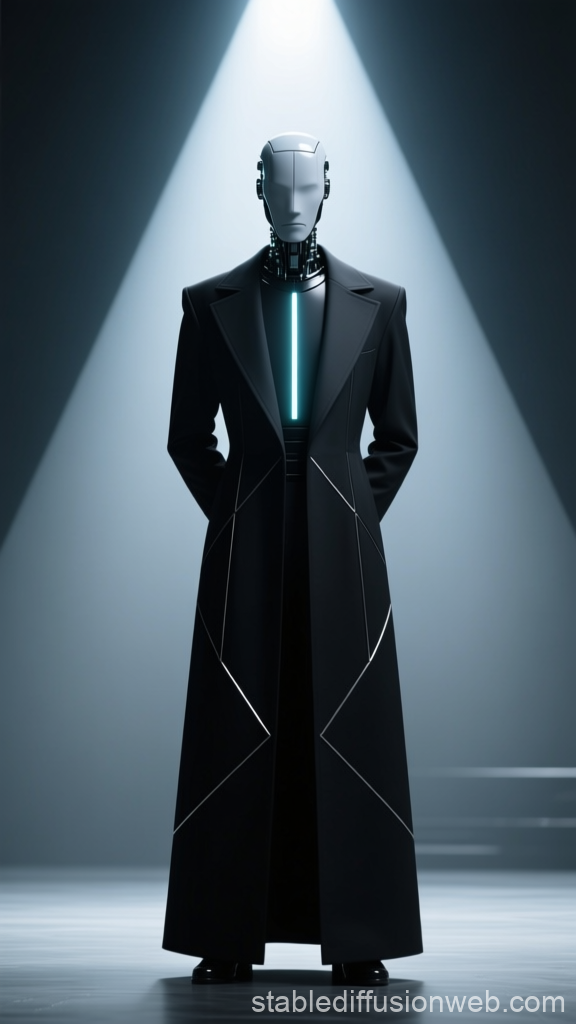 Futuristic Android Leader in Illuminated Spotlight