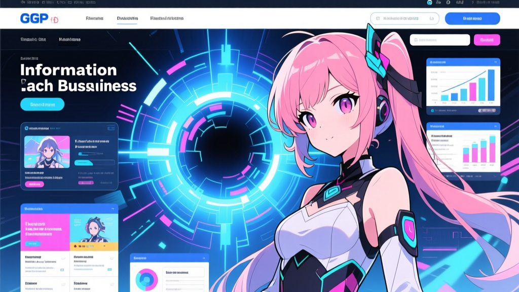 Futuristic Anime Business Info Portal with Digital Interface