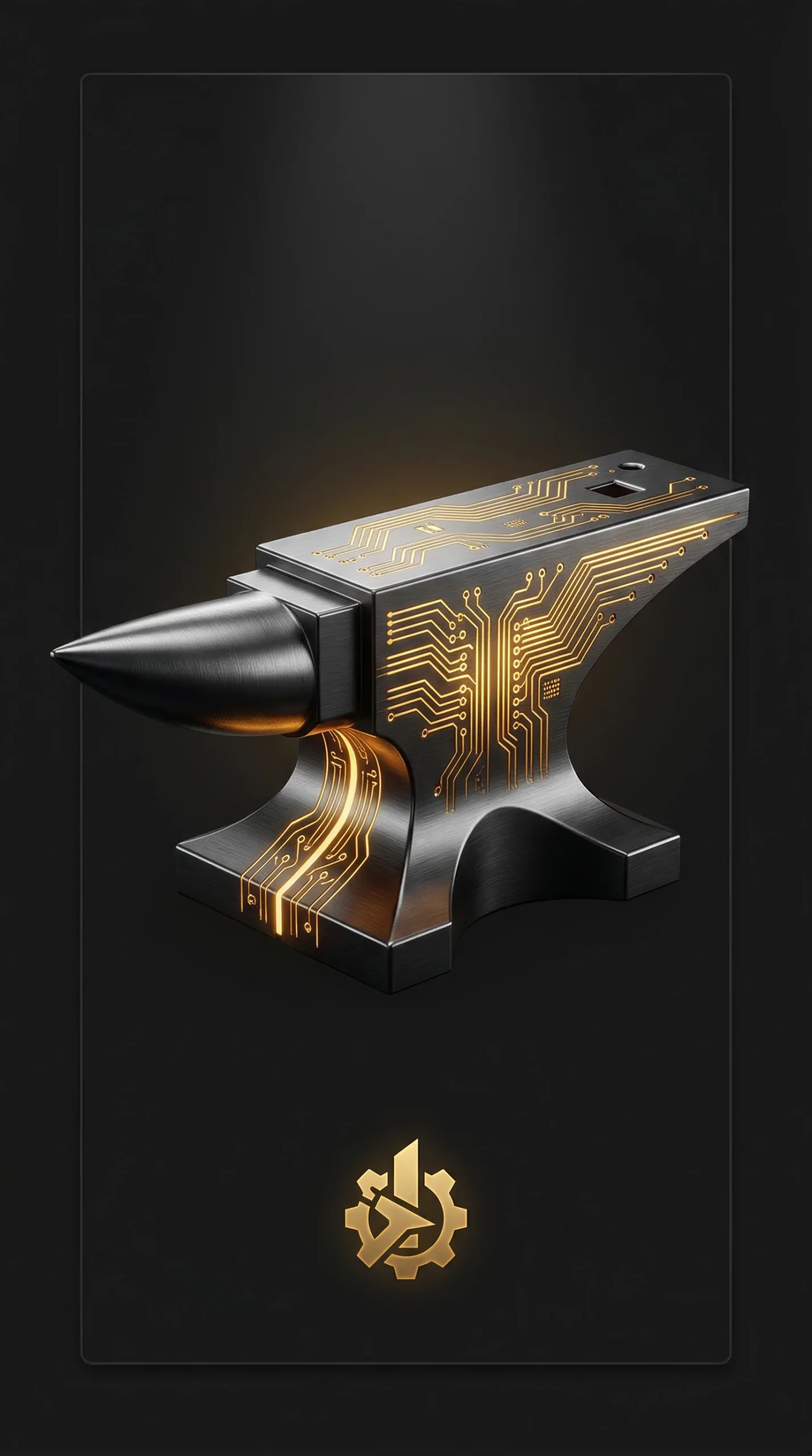 Futuristic Anvil with Glowing Circuitry
