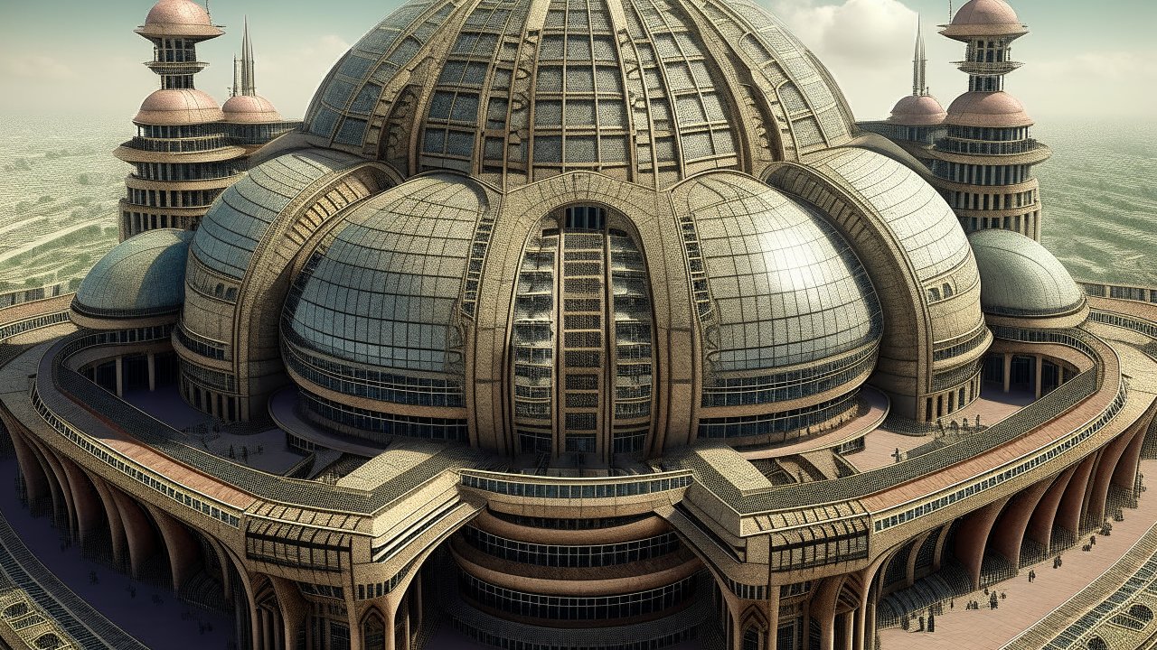 Futuristic Arabic Metropolis with Grand Dome Architecture