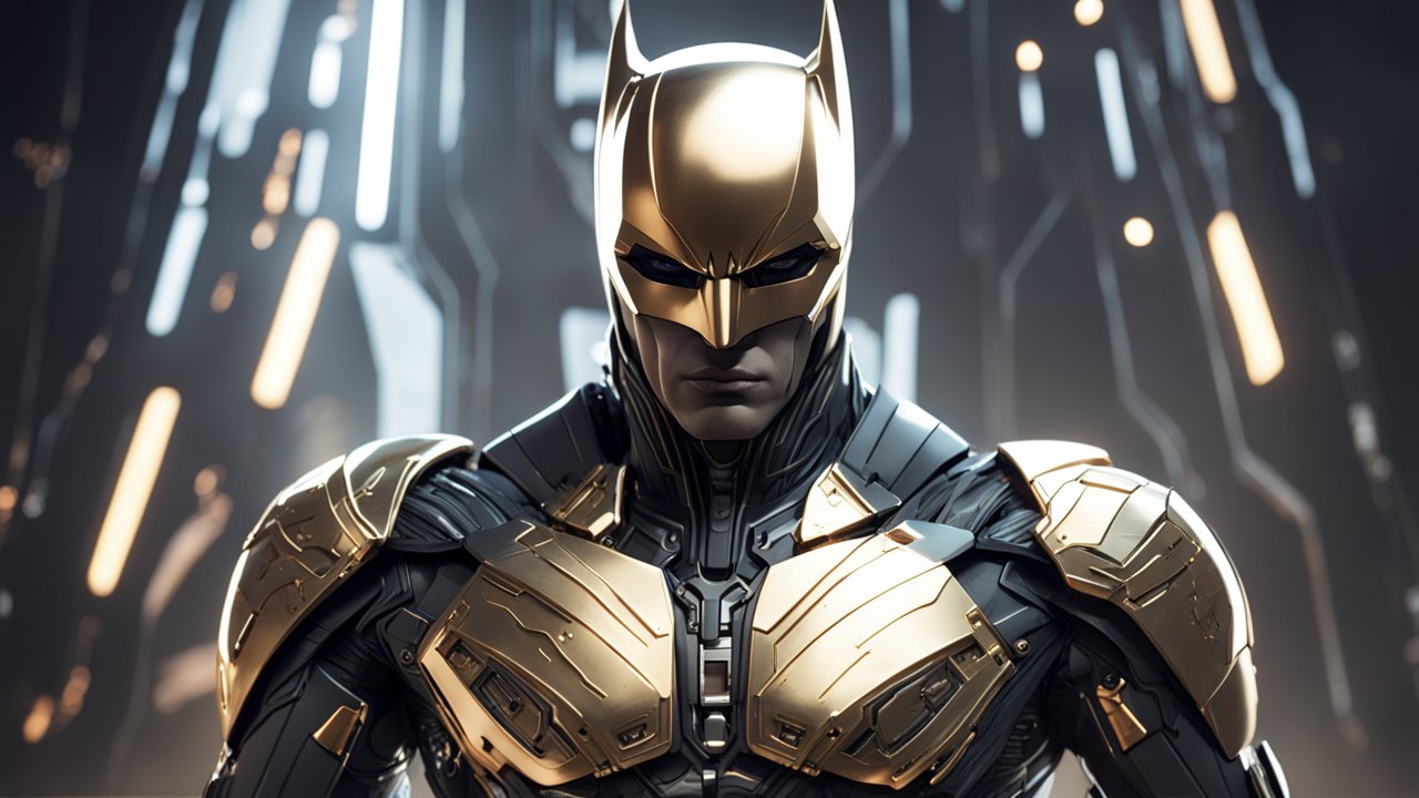 Futuristic Armored Batman in High-Tech Suit