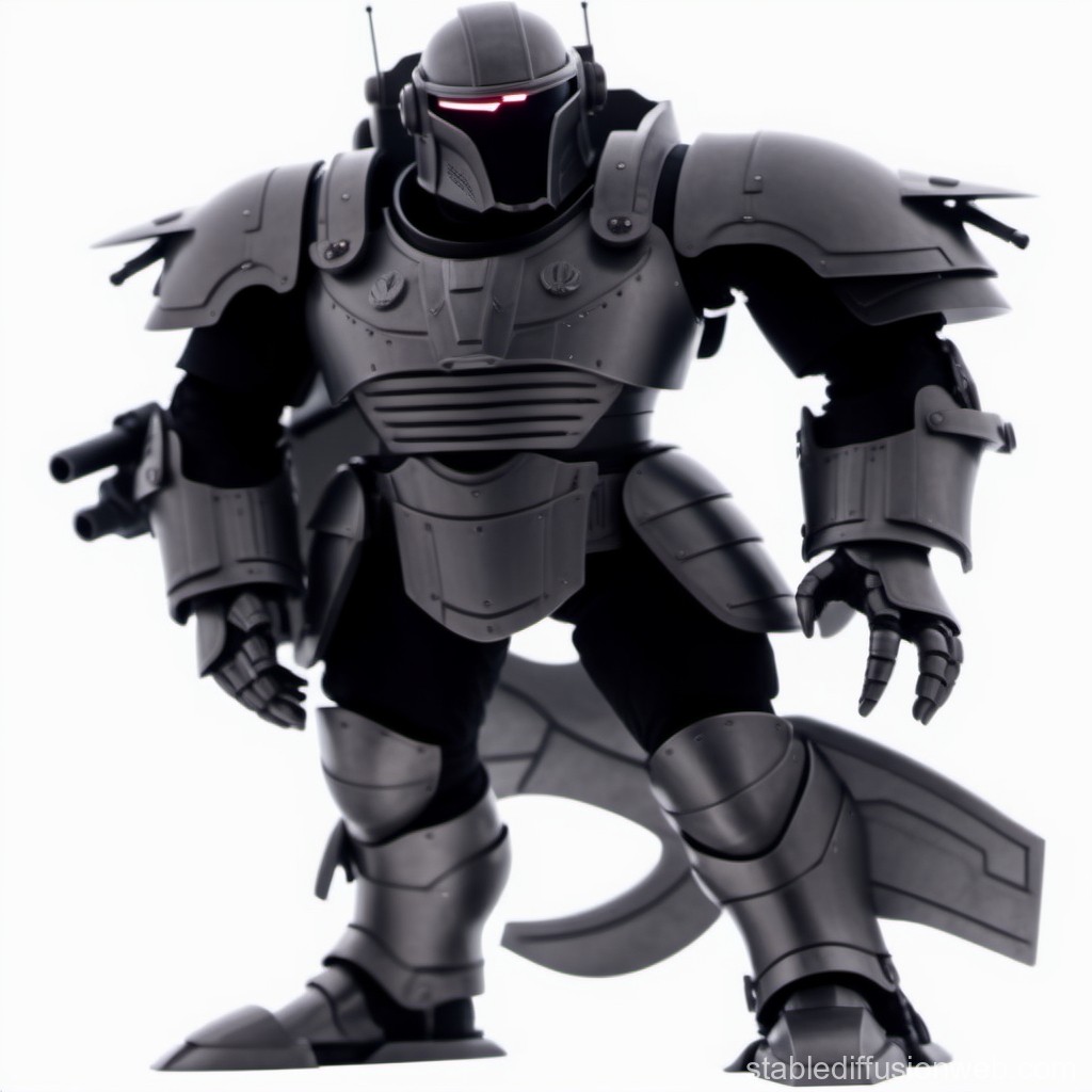 Futuristic Armored Robot with Red Visor