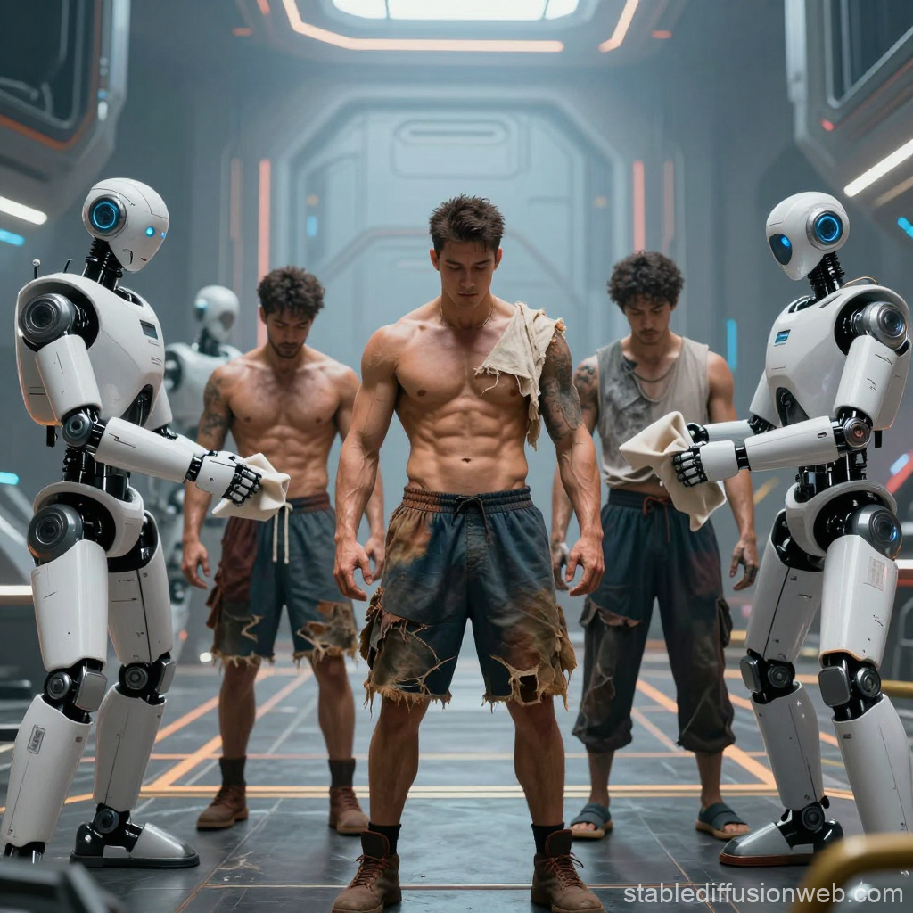 Futuristic Athletes Trained by Robots in Sci-Fi Arena