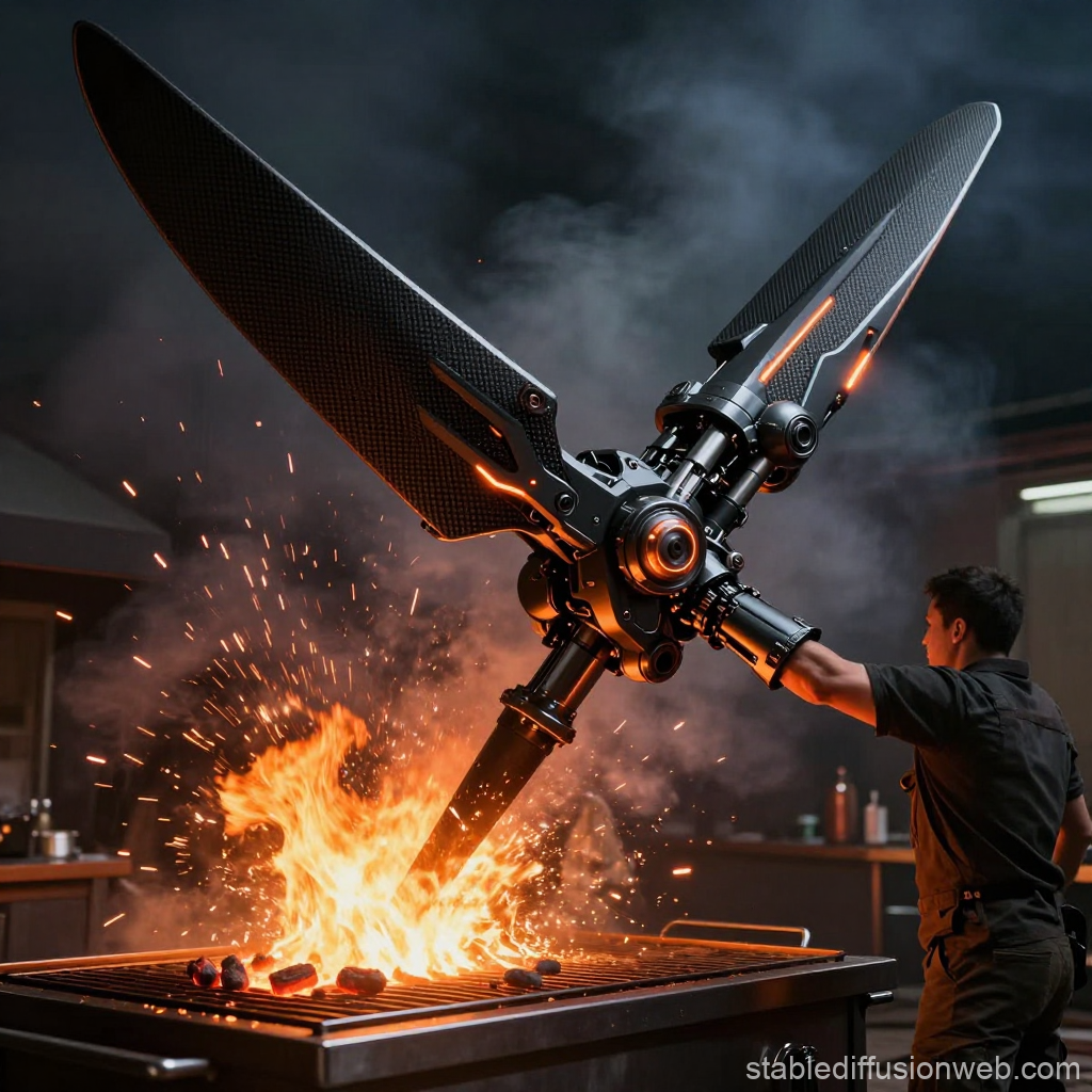 Futuristic BBQ Fan Concept with Mechanical Blades