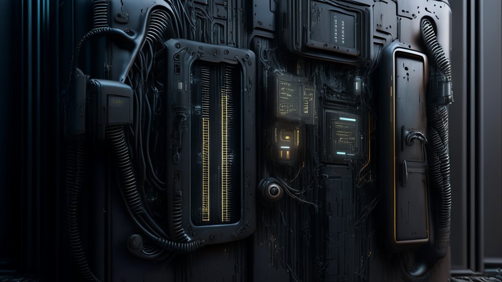 Futuristic Black Tech Door with Illuminated Panels