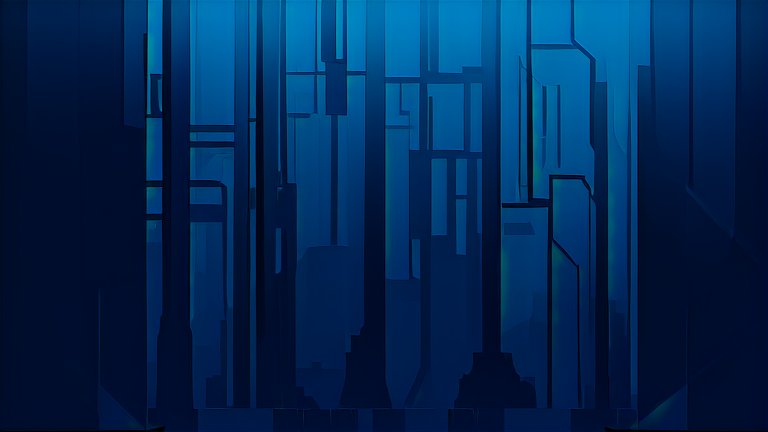 Futuristic Blue Geometric Cityscape