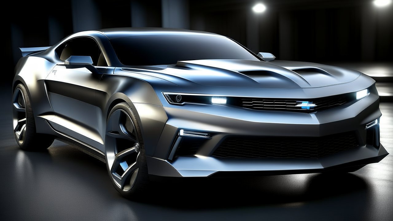 Futuristic Camaro 2030 Concept Car in Sleek Metallic Finish