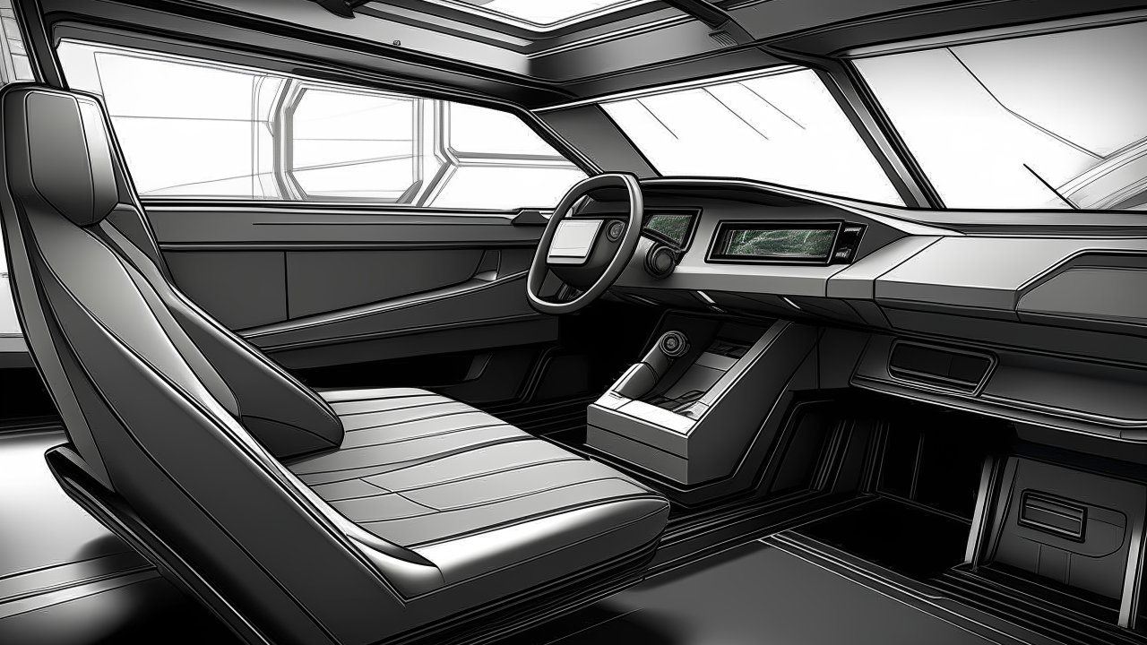 Futuristic Car Interior Design Sketch