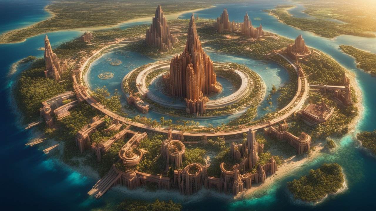 Futuristic Circular City on a Tropical Island