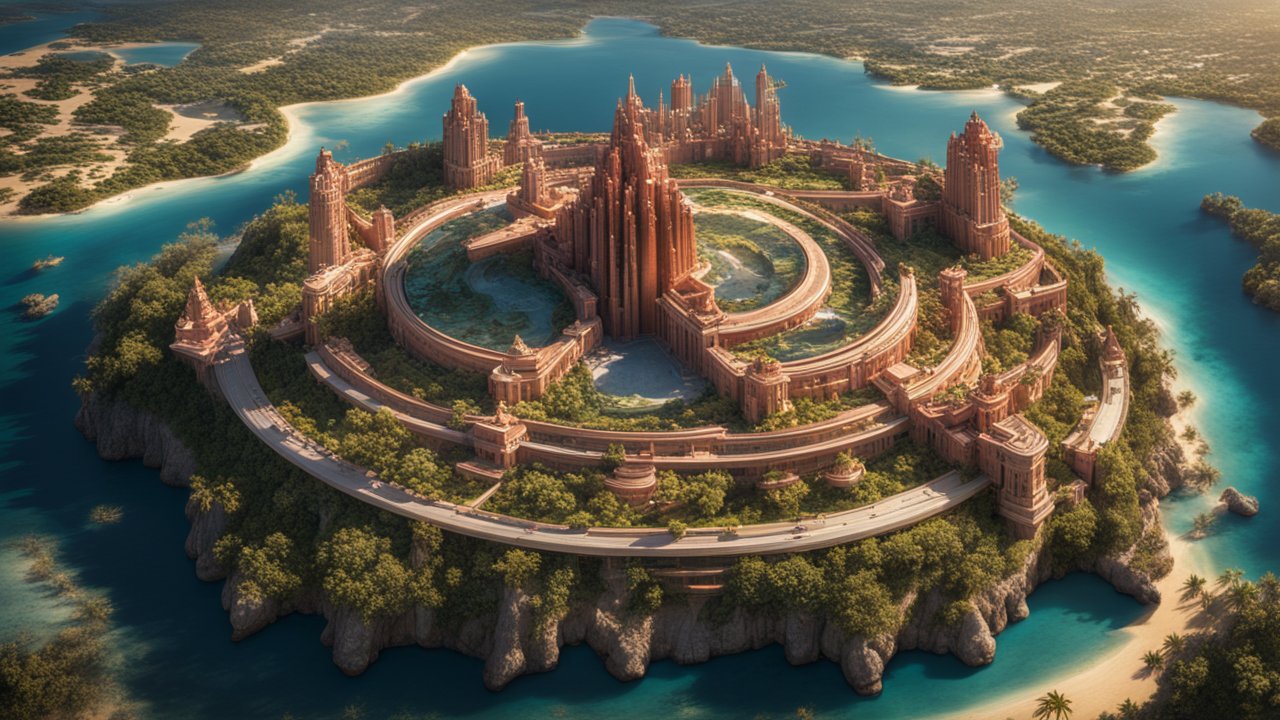 Futuristic Circular City on a Tropical Island