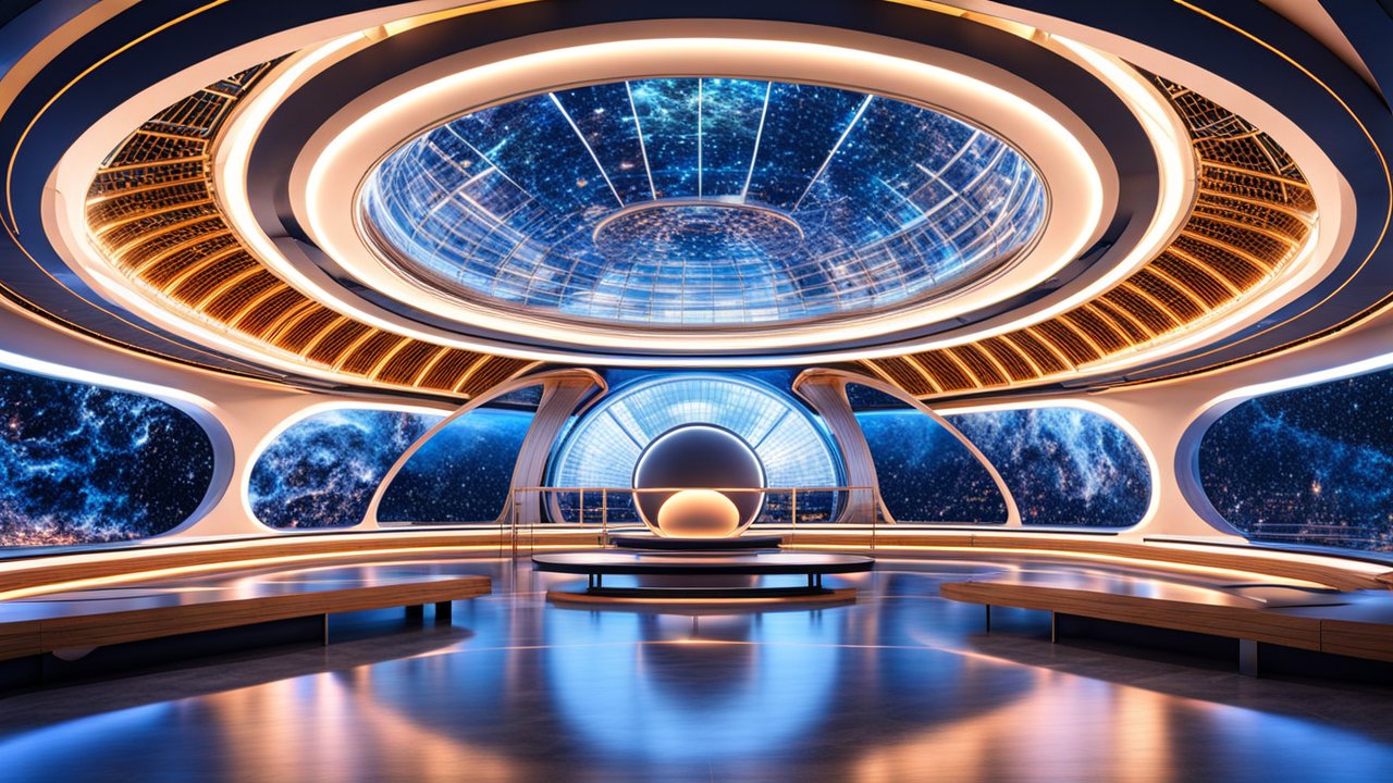 Futuristic Circular Space Observatory Interior