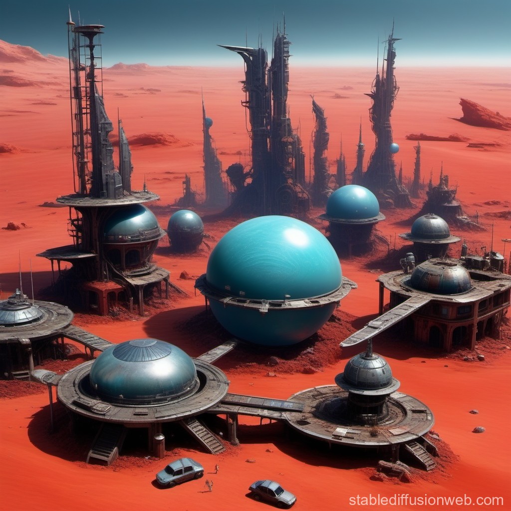 Futuristic Colony on a Red Desert Planet