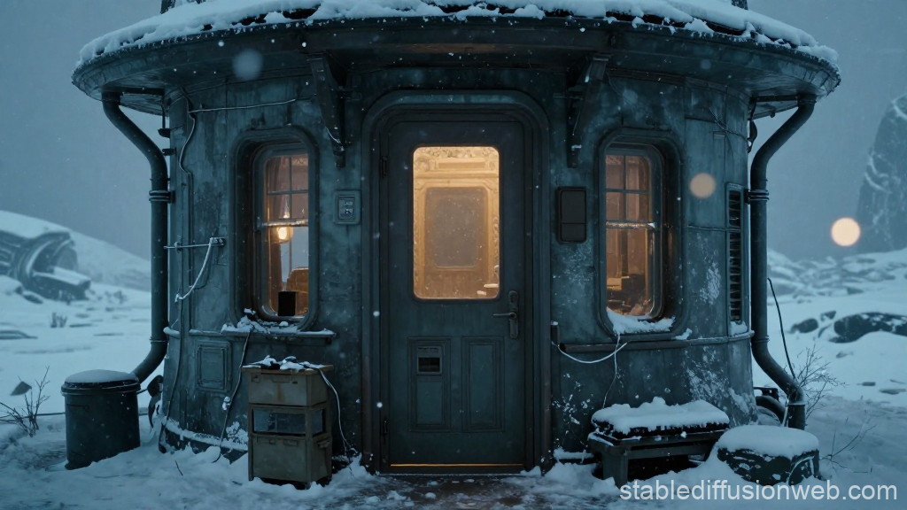 Futuristic Cozy Home in Snowy Landscape