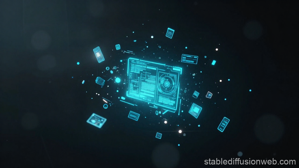 Futuristic Cyan Holographic Interface Fragments