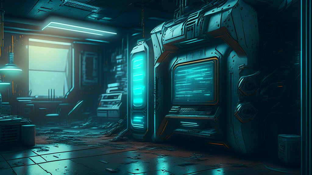 Futuristic Cyber Room with Advanced Tech Console