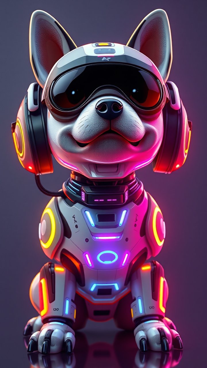 Futuristic Cybernetic Dog with Neon Lights