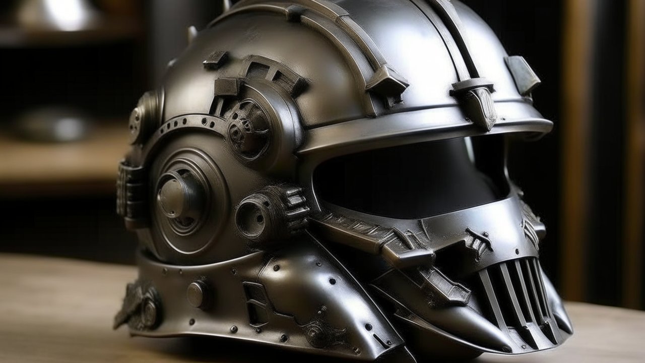 Futuristic Cyberpunk Warrior Helmet in Metallic Finish