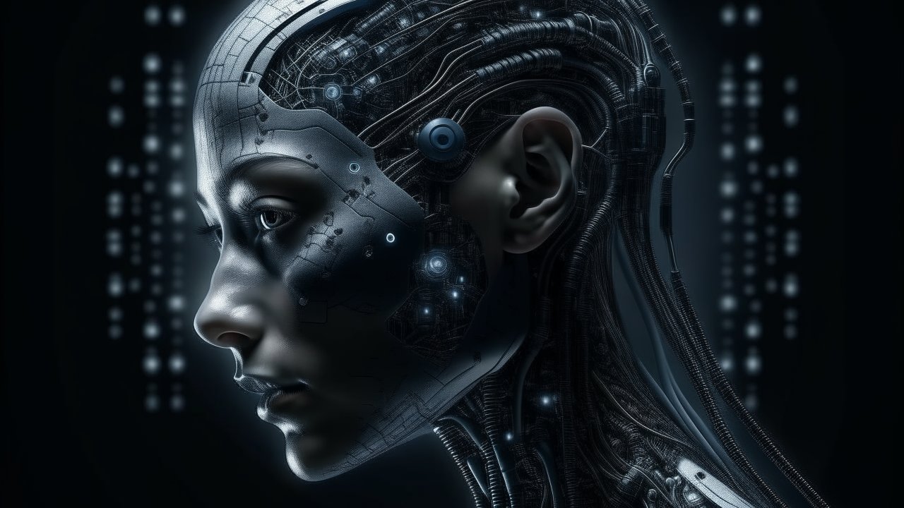 Futuristic Cyborg Profile with Intricate Mechanical Details