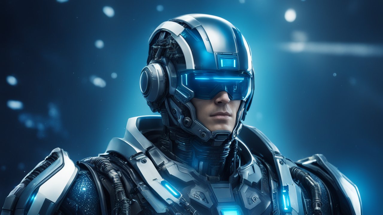 Futuristic Cyborg Soldier in Advanced Armor