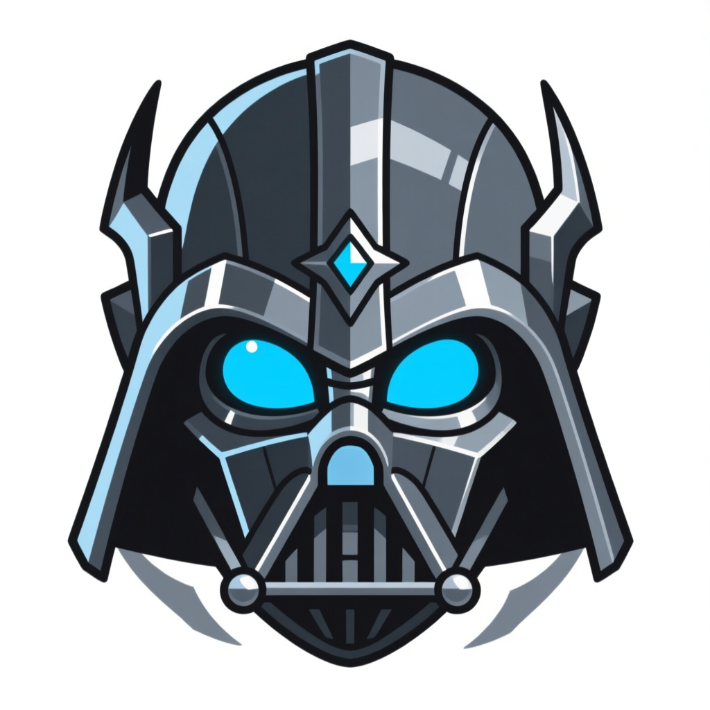 Futuristic Dark Helmet with Glowing Blue Eyes