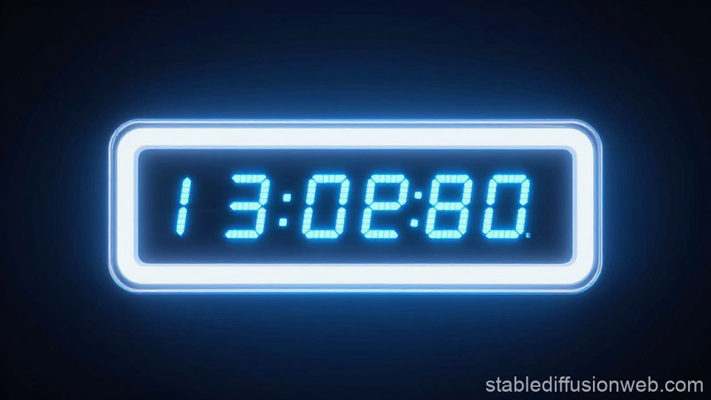 Futuristic Digital Timer Display in Neon Blue
