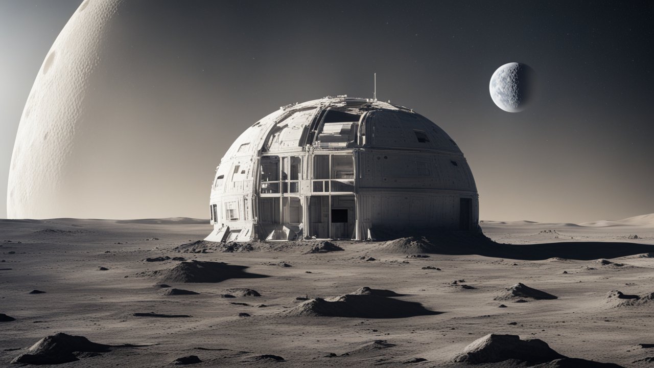 Futuristic Dome Structure on a Moon-like Surface