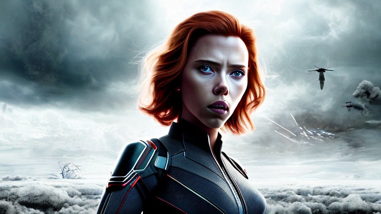 Futuristic Female Warrior in Battle Scene