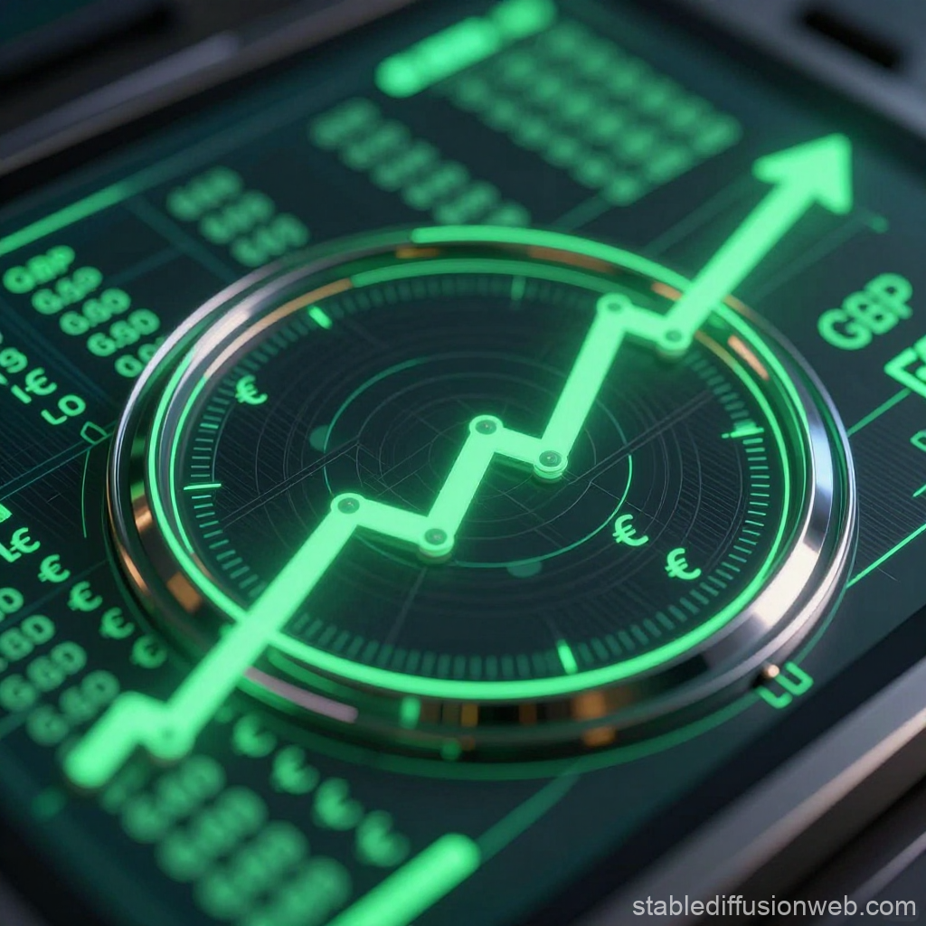 Futuristic Financial Dashboard with Rising Graph
