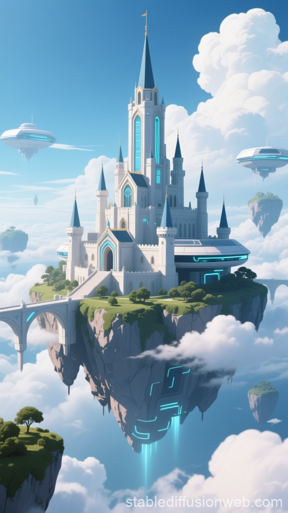 Futuristic Floating Castle in the Sky