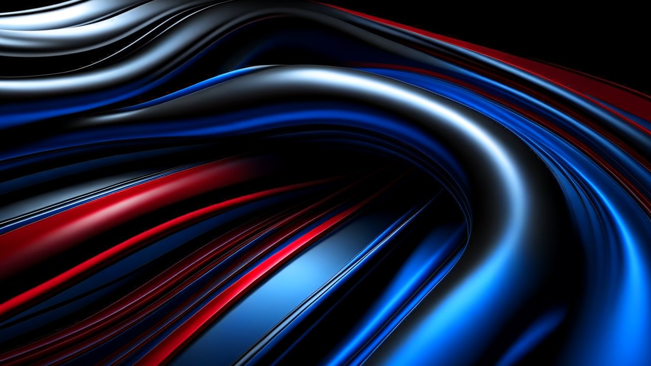 Futuristic Flowing Metallic Ribbons in Dark Mode