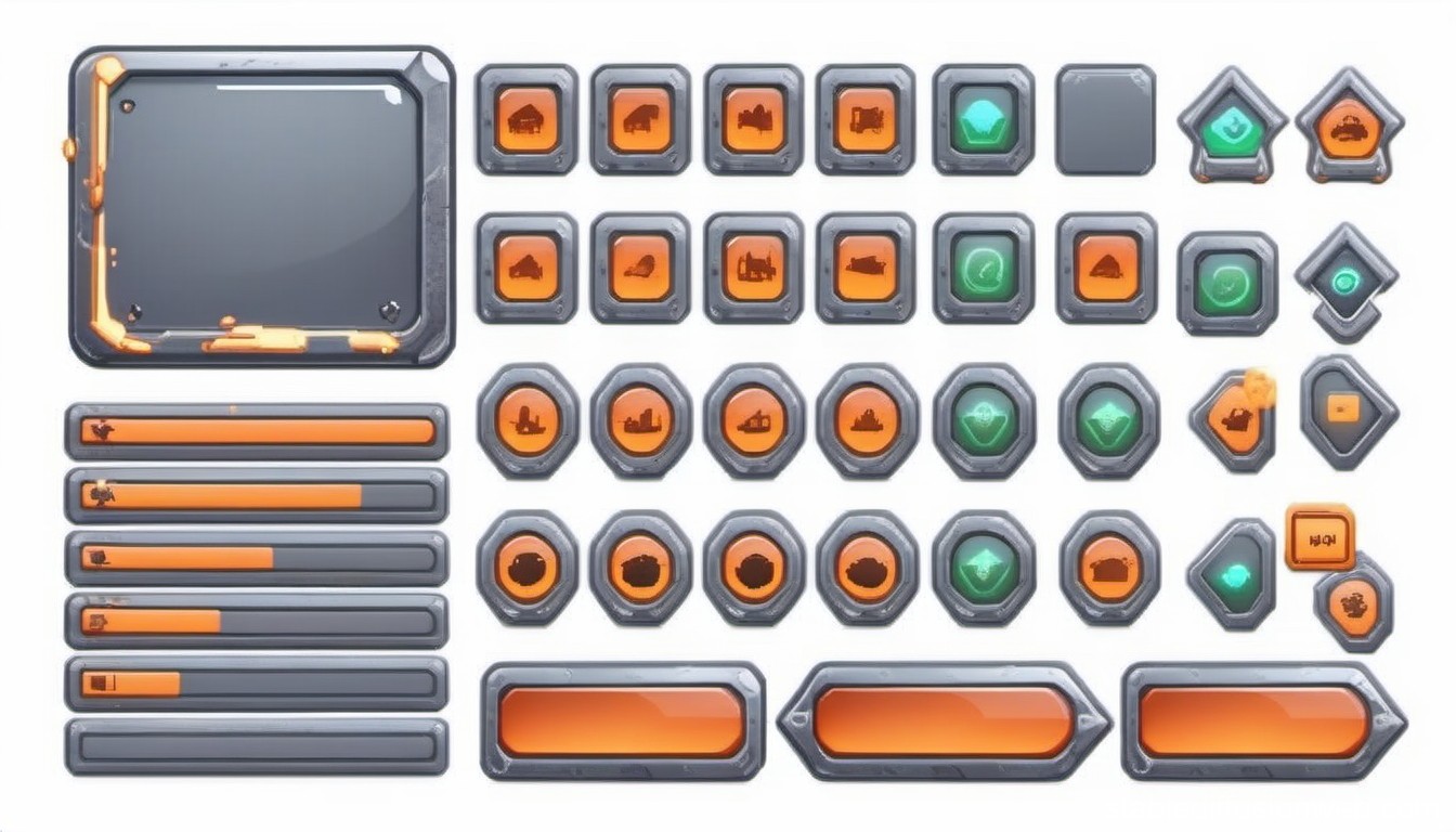 Futuristic Game UI Button and Progress Bar Set