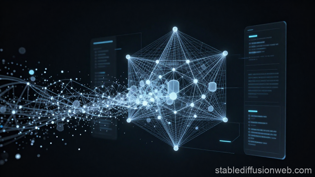 Futuristic Geometric Data Network Visualization