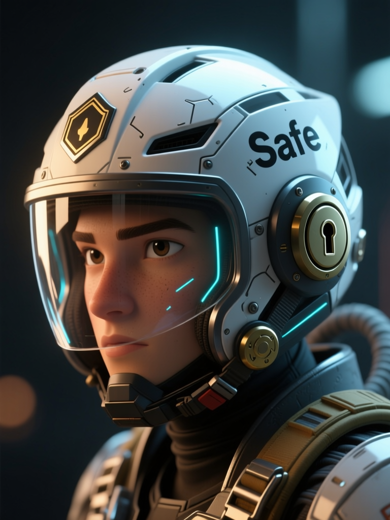 Futuristic Helmet with Secure Lock Design