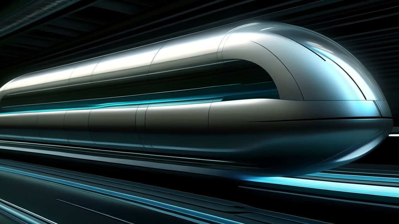 Futuristic High-Speed Train in Sleek Tunnel