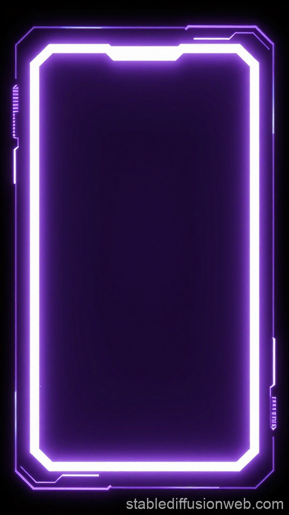 Futuristic Holographic Tablet Frame with Purple Glow